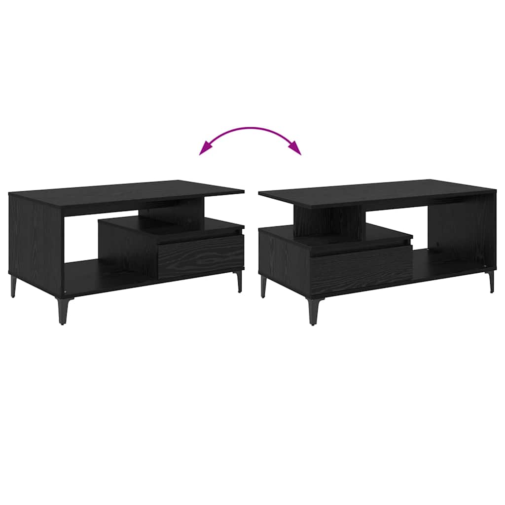 Kaffebord med skuff Svart Eik 90 x 49 x 45 cm Konstruert tre