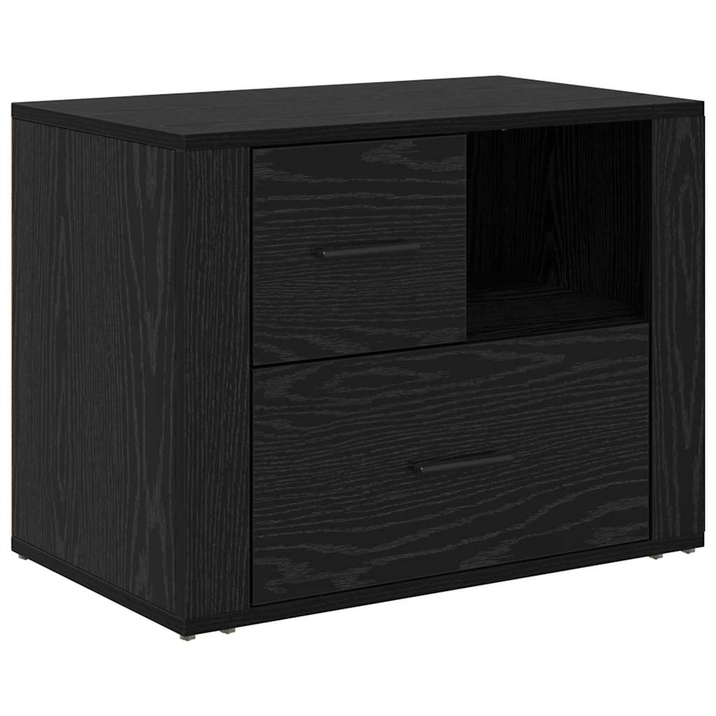 Nattbordskap med skuff Svart Eik 35 x 60 x 50 cm Konstruert tre