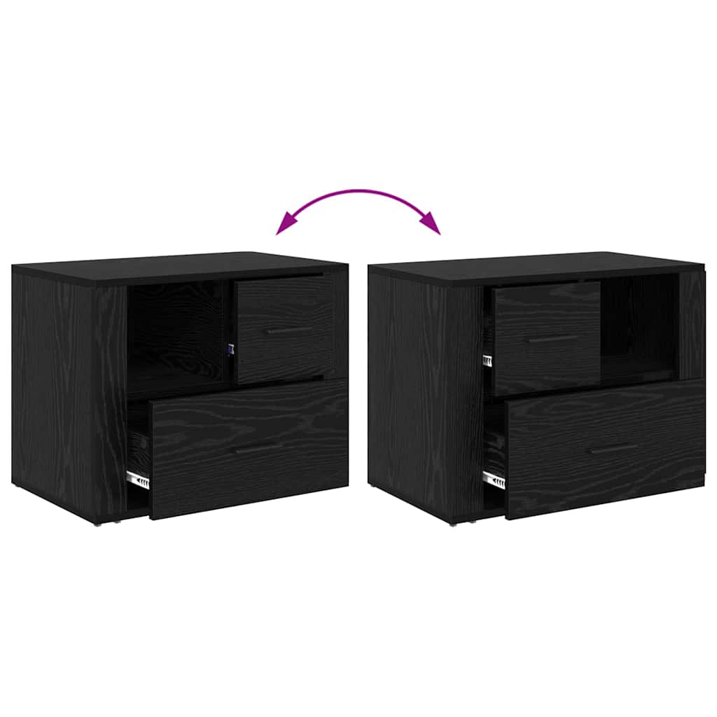 Nattbordskap med skuff Svart eik 60 x 36 x 45 cm Konstruert tre