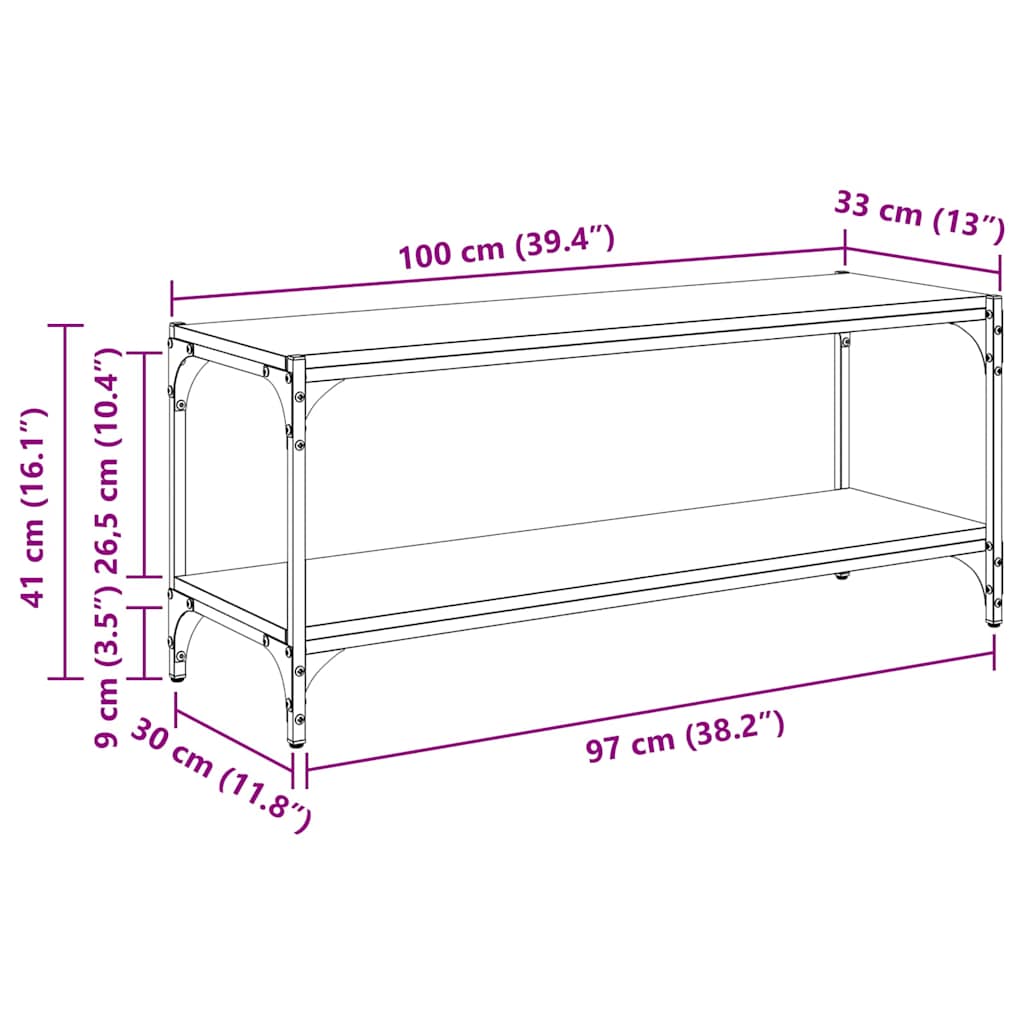 TV-skap Gamle tre 100x33x41cm Ingeniørtre og jern