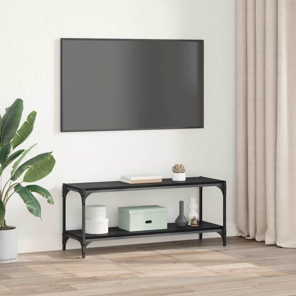 TV-skap Svart Eik 100x33x41cm Ingeniørtre og jern
