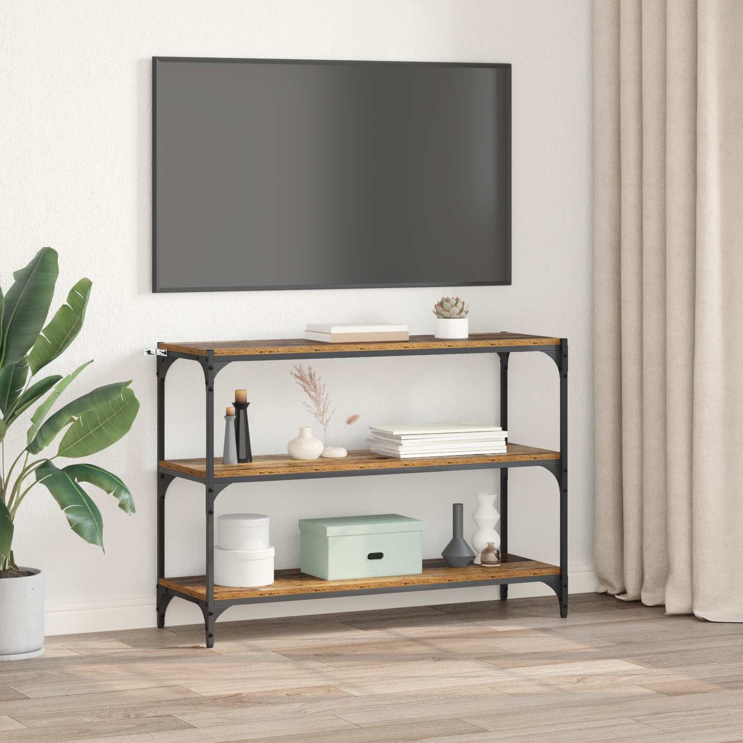 Bokskap Gammelt tre 100 x 33 x 70,5 cm Ingeniørtre og jern