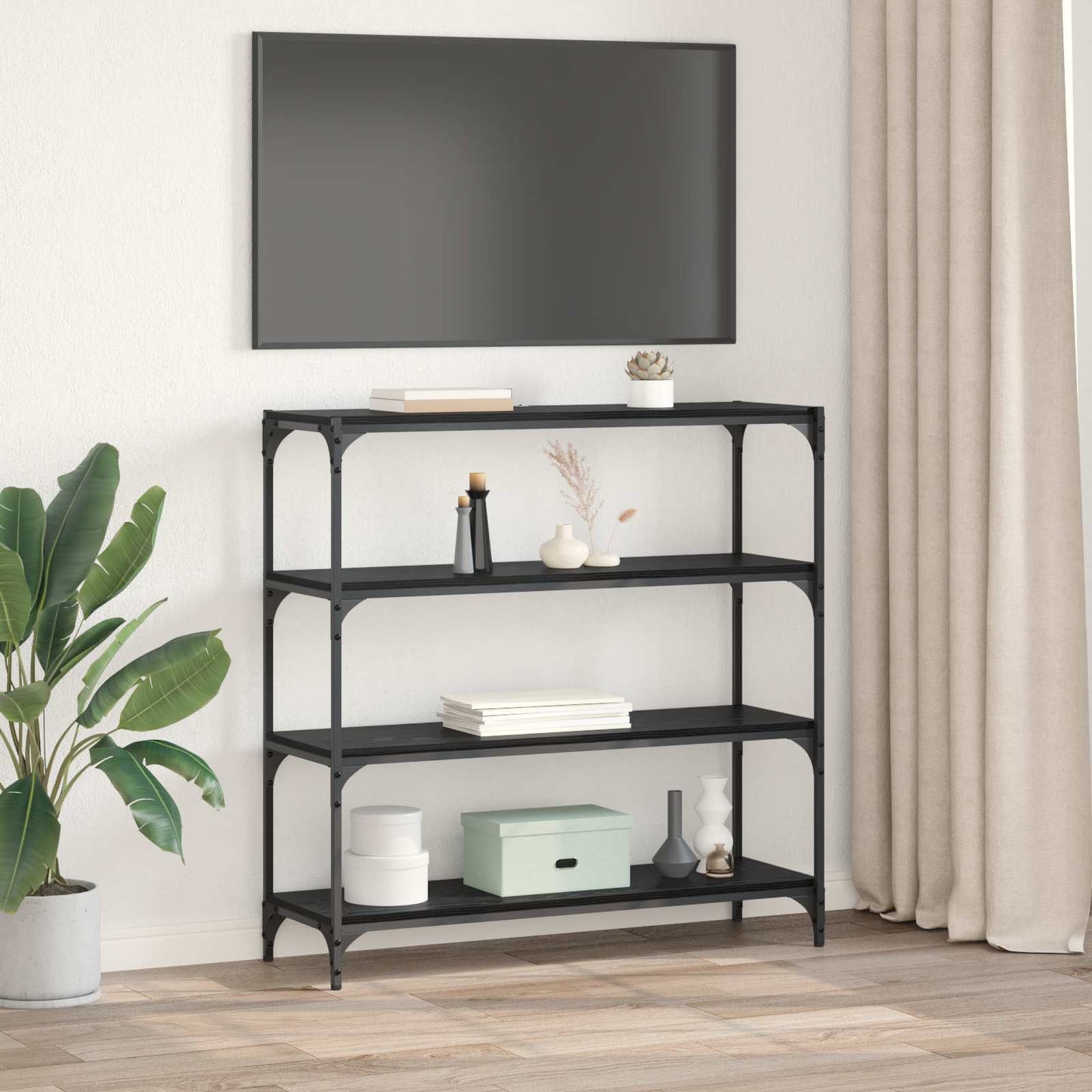 Bokskap Svart Eik 100 x 33 x 100 cm Ingeniørtre og jern