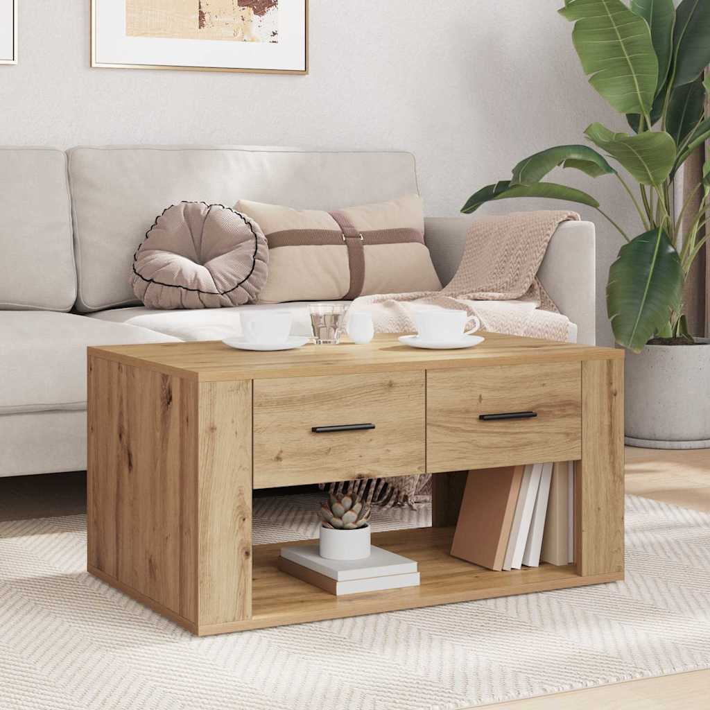 Kaffebord med skuff Artisan Eik 80 x 50 x 40 cm Konstruert tre