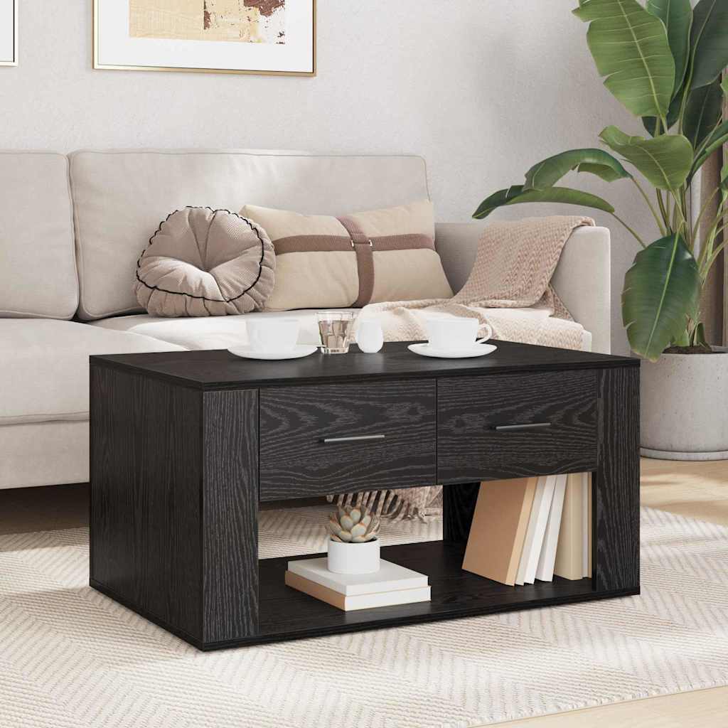 Kaffebord med skuff Svart Eik 80 x 50 x 40 cm Konstruert tre