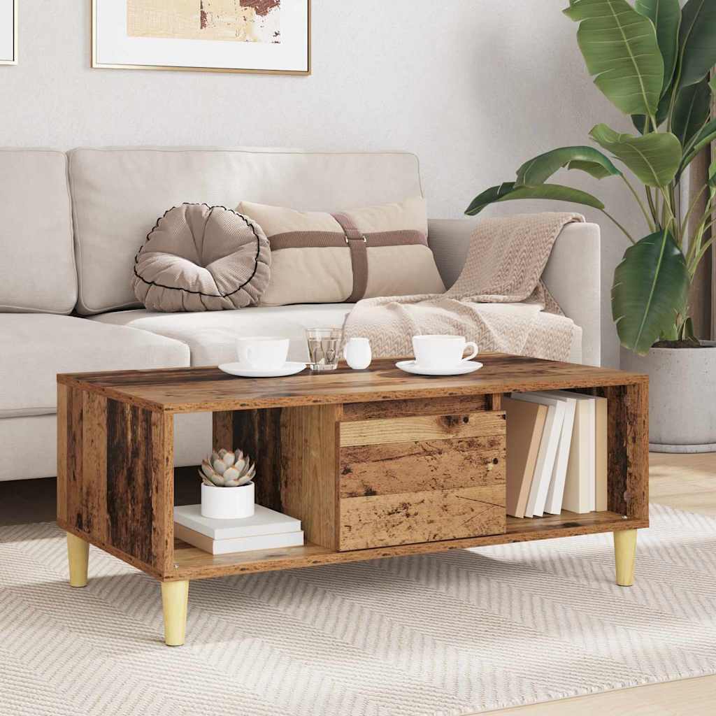 Kaffebord med skuff Gamle tre 90 x 50 x 26.5 cm Konstruert tre