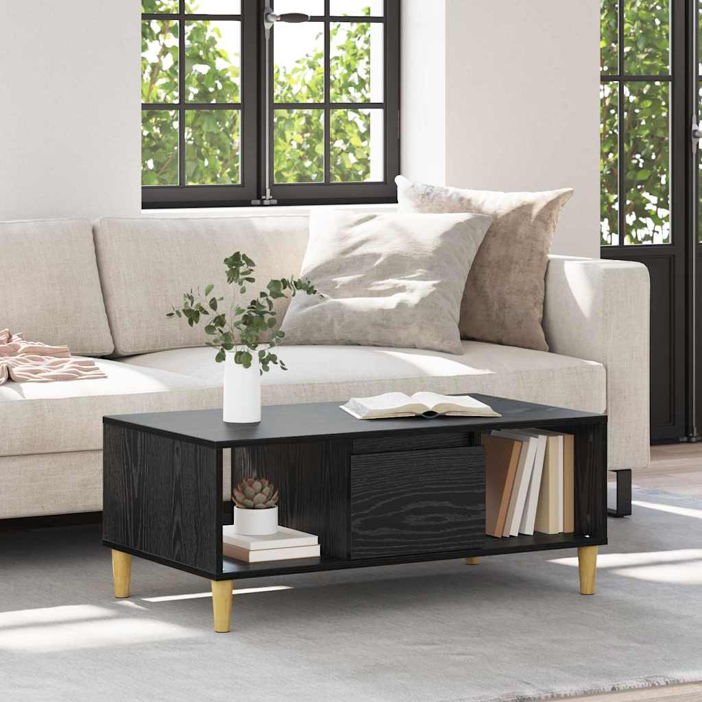 Kaffebord med skuff Svart Eik 90 x 50 x 26.5 cm Konstruert tre