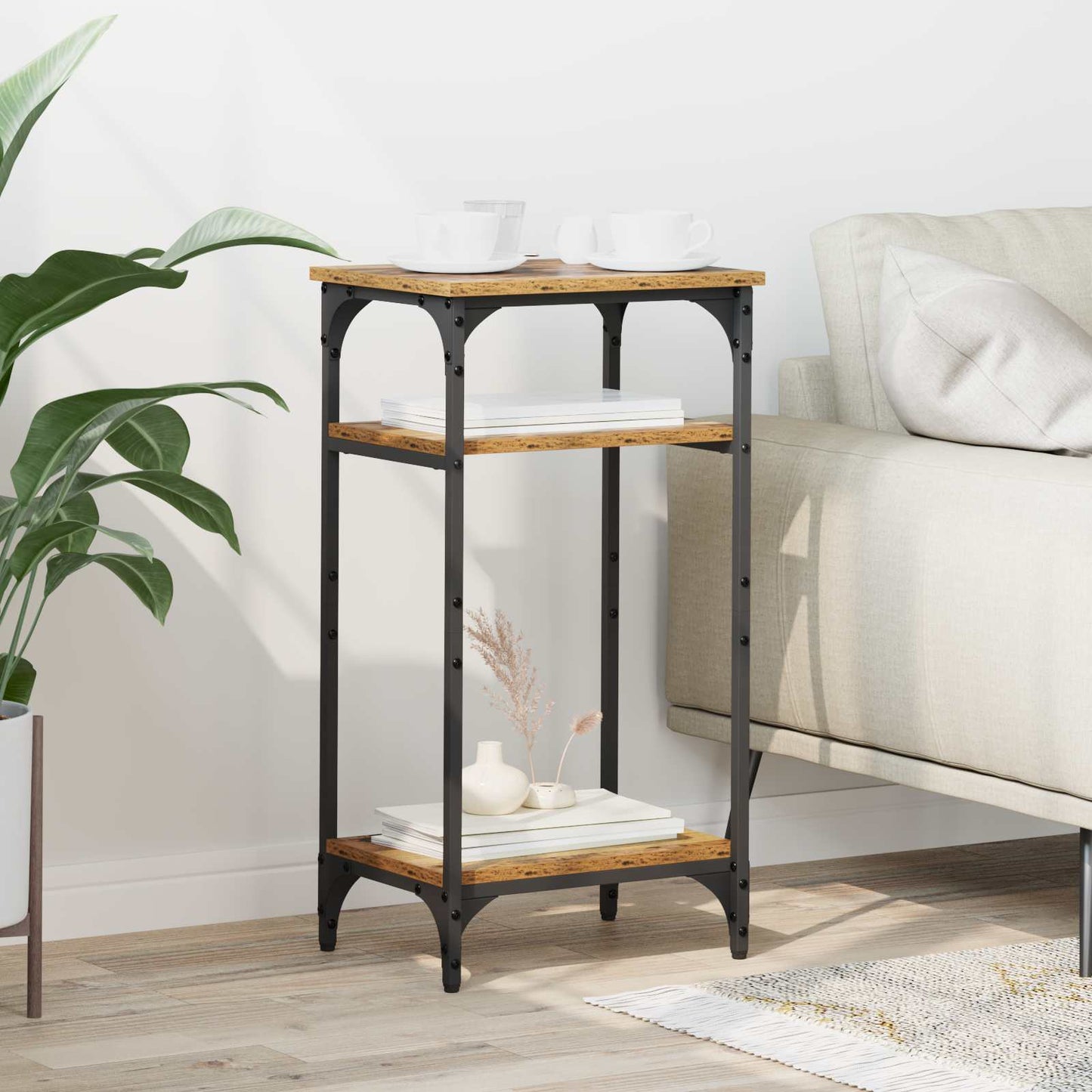 Sidetabell med hylle Gamle tre 40 x 30 x 75 cm Konstruert tre