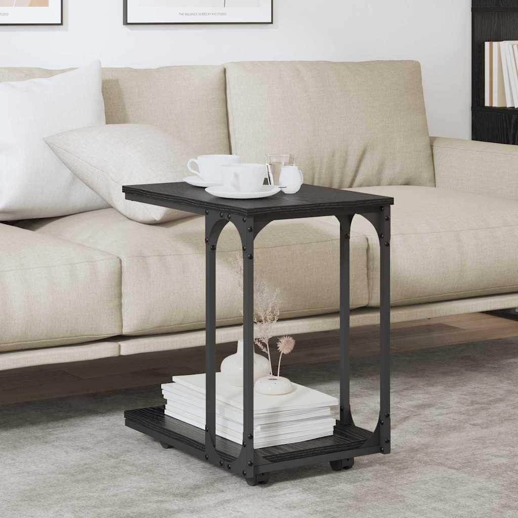 Sidetabell med hylle Svart Eik 50 x 35 x 55.5 cm Konstruert tre