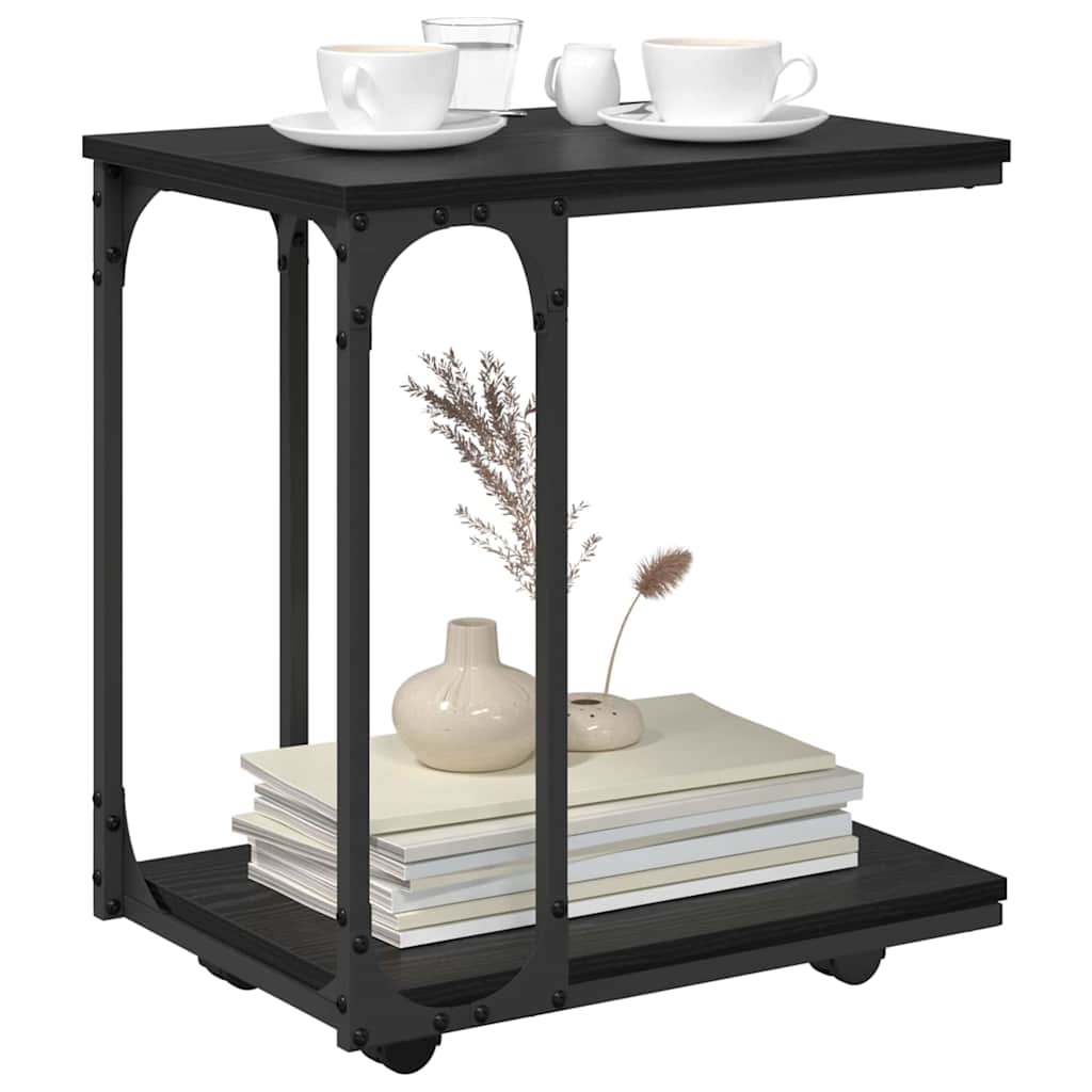 Sidetabell med hylle Svart Eik 50 x 35 x 55.5 cm Konstruert tre