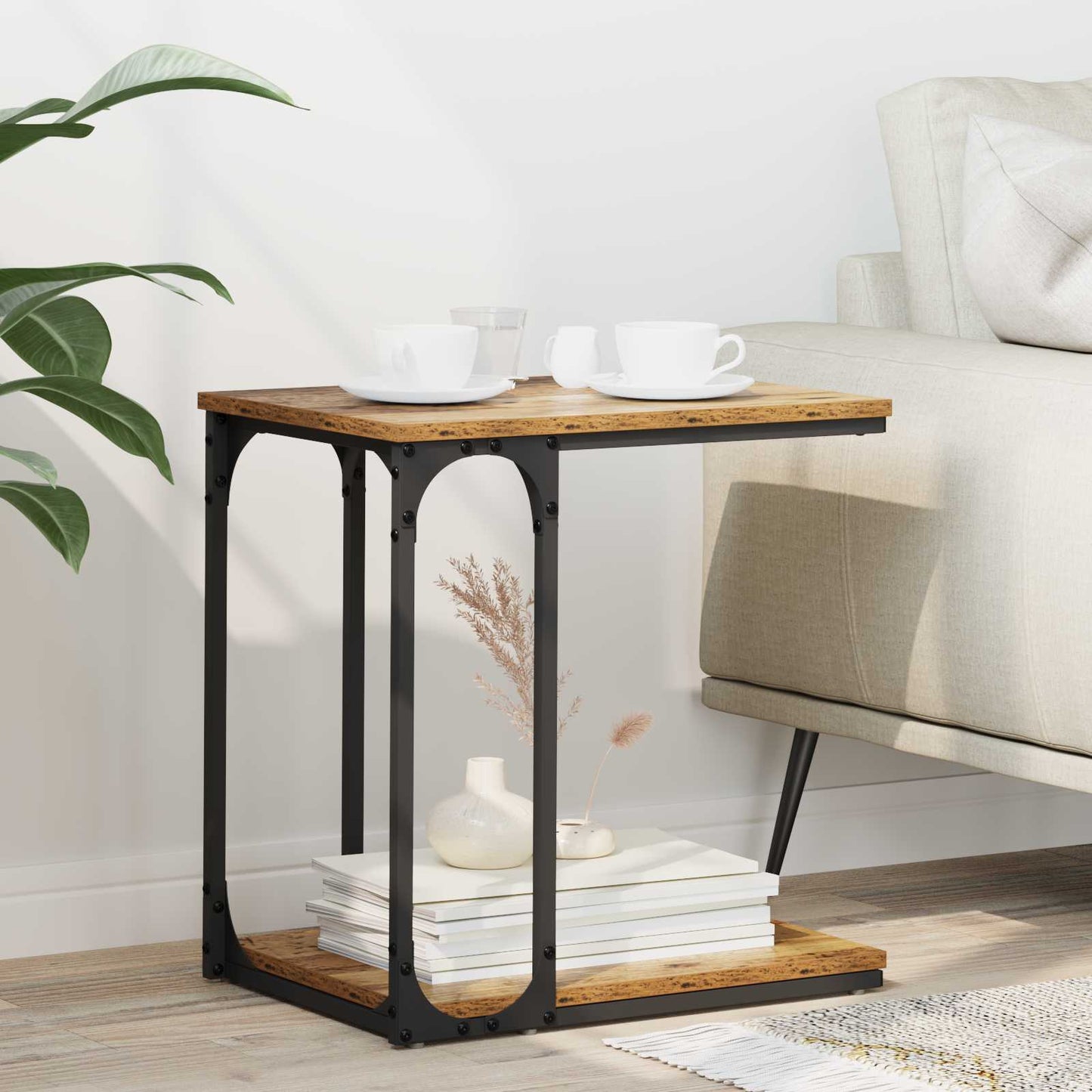 Sidetabell med hylle Gammelt tre 50 x 35 x 52 cm Konstruert tre