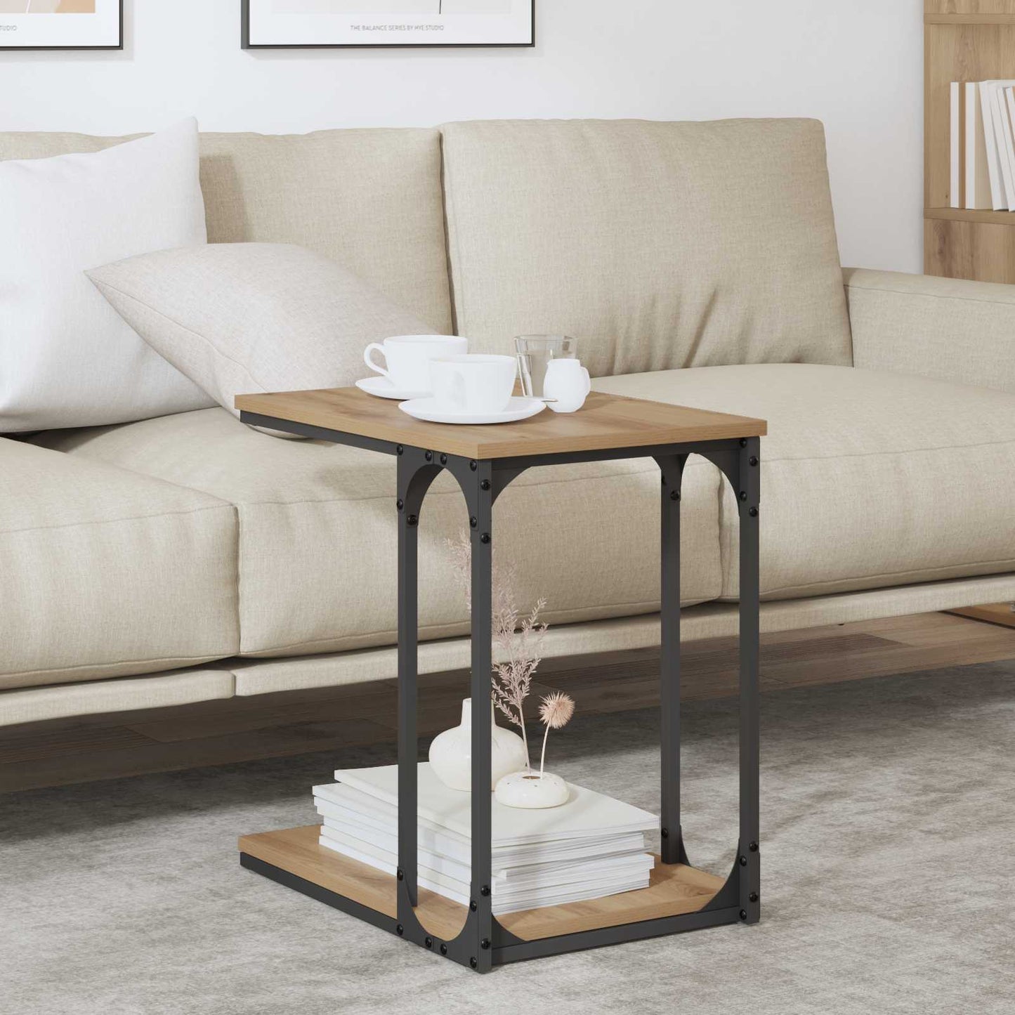 Sidetabell med hylle Artisan Eik 50 x 35 x 52 cm Konstruert tre