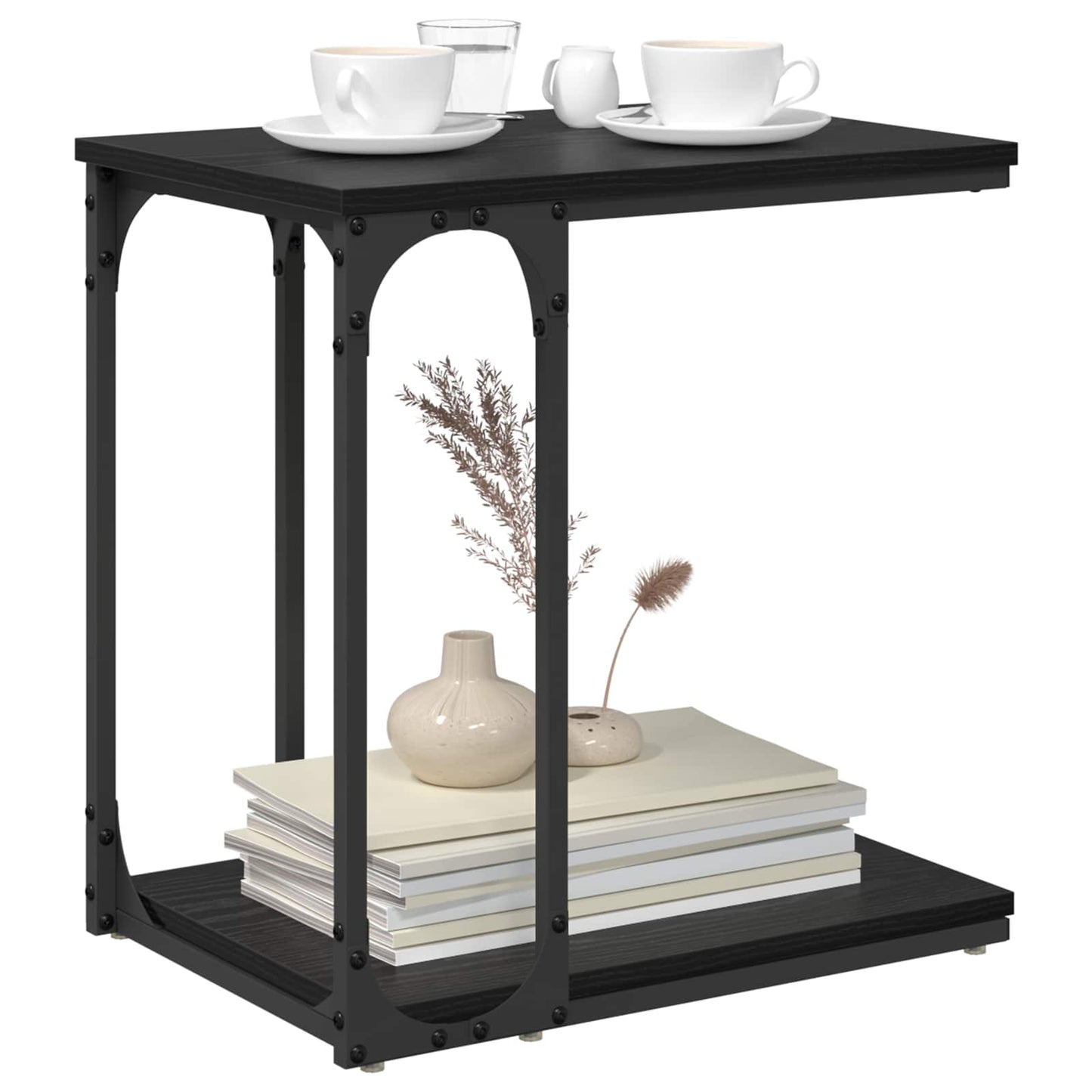 Sidetabell med hylle Svart Eik 50 x 35 x 52 cm Konstruert tre