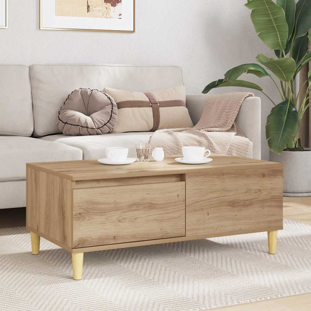 Kaffebord med skuff Artisan Eik 90 x 50 x 35 cm Konstruert tre