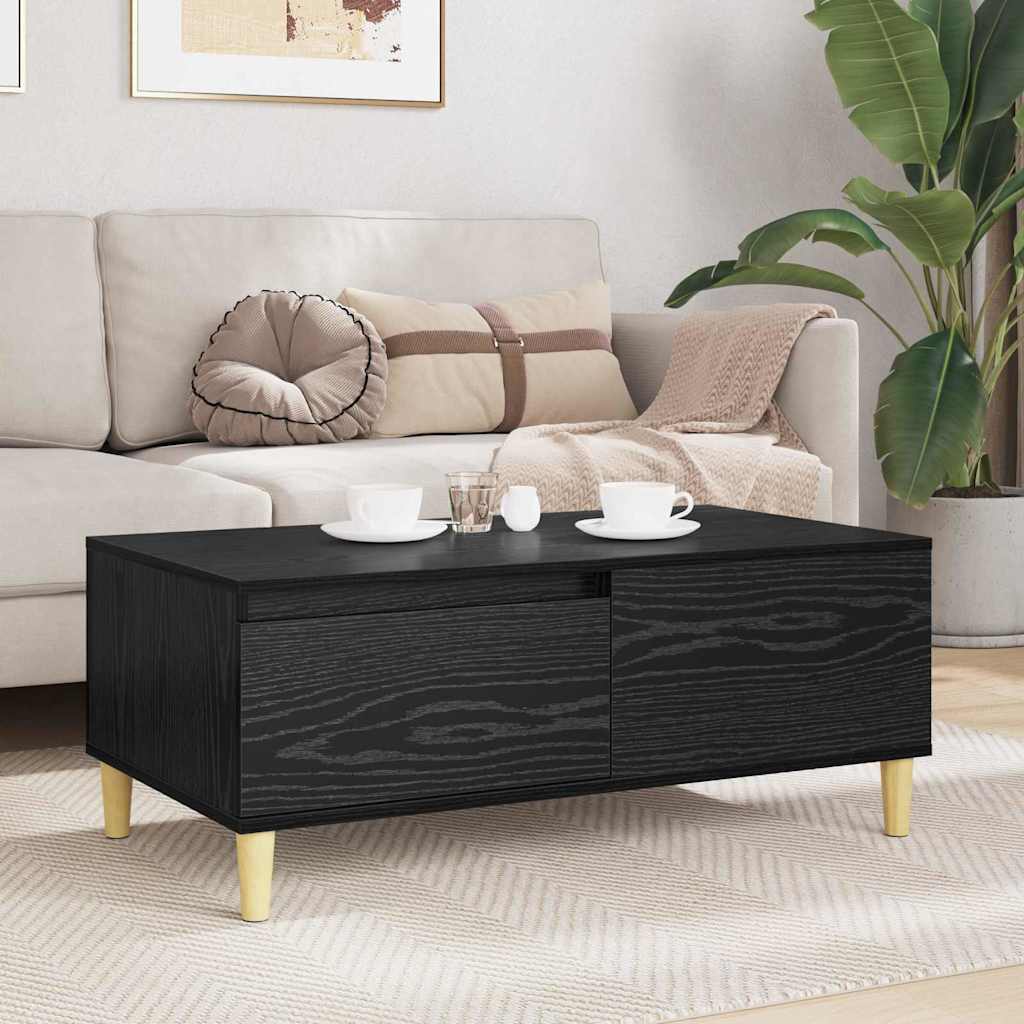 Kaffebord med skuff Svart Eik 90 x 50 x 35 cm Konstruert tre