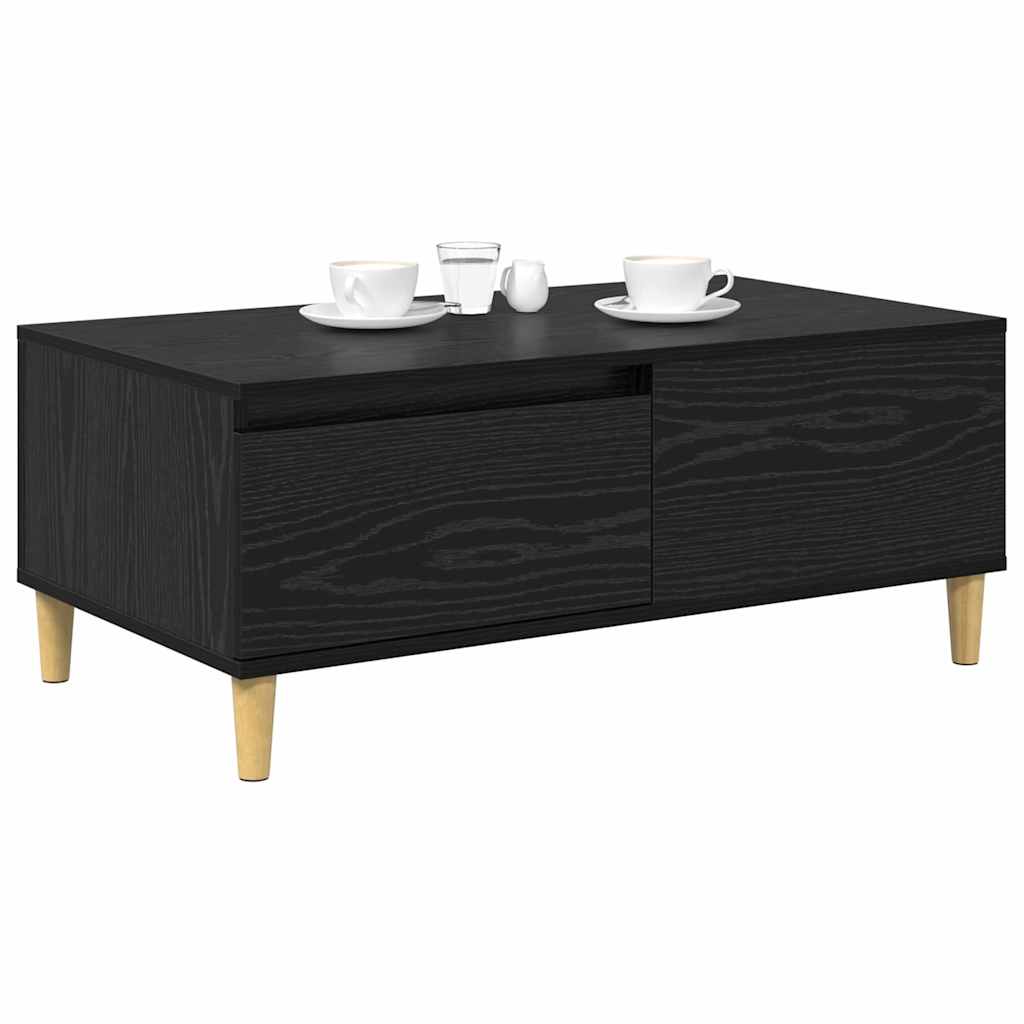 Kaffebord med skuff Svart Eik 90 x 50 x 35 cm Konstruert tre