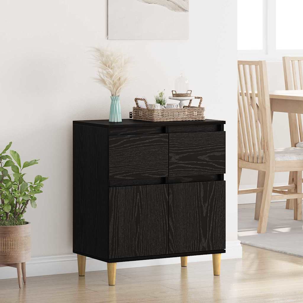 Serviesskap med skuff Svart Eik 60 x 35 x 70 cm Konstruert tre