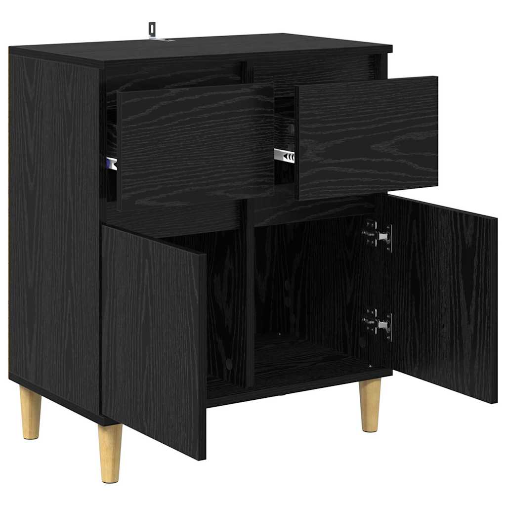 Serviesskap med skuff Svart Eik 60 x 35 x 70 cm Konstruert tre