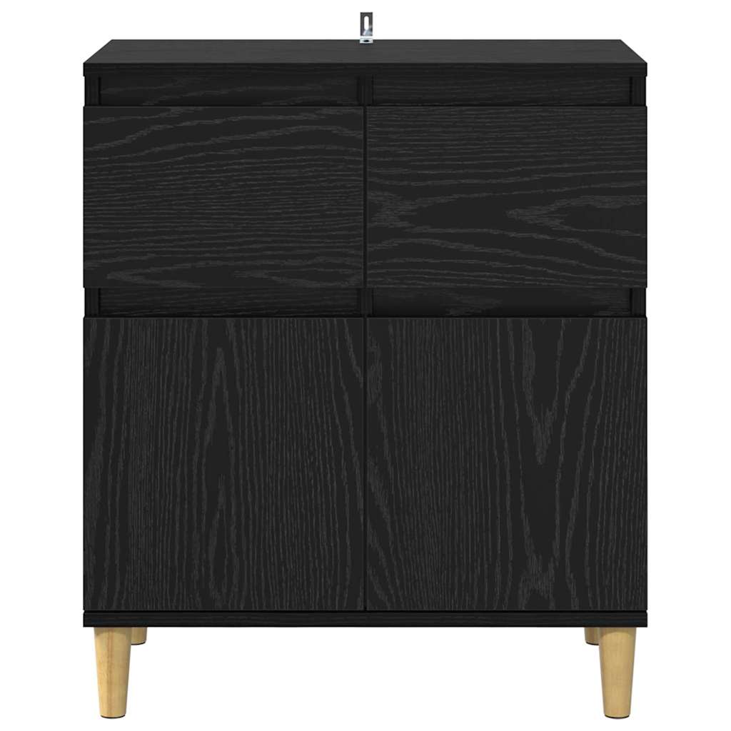 Serviesskap med skuff Svart Eik 60 x 35 x 70 cm Konstruert tre