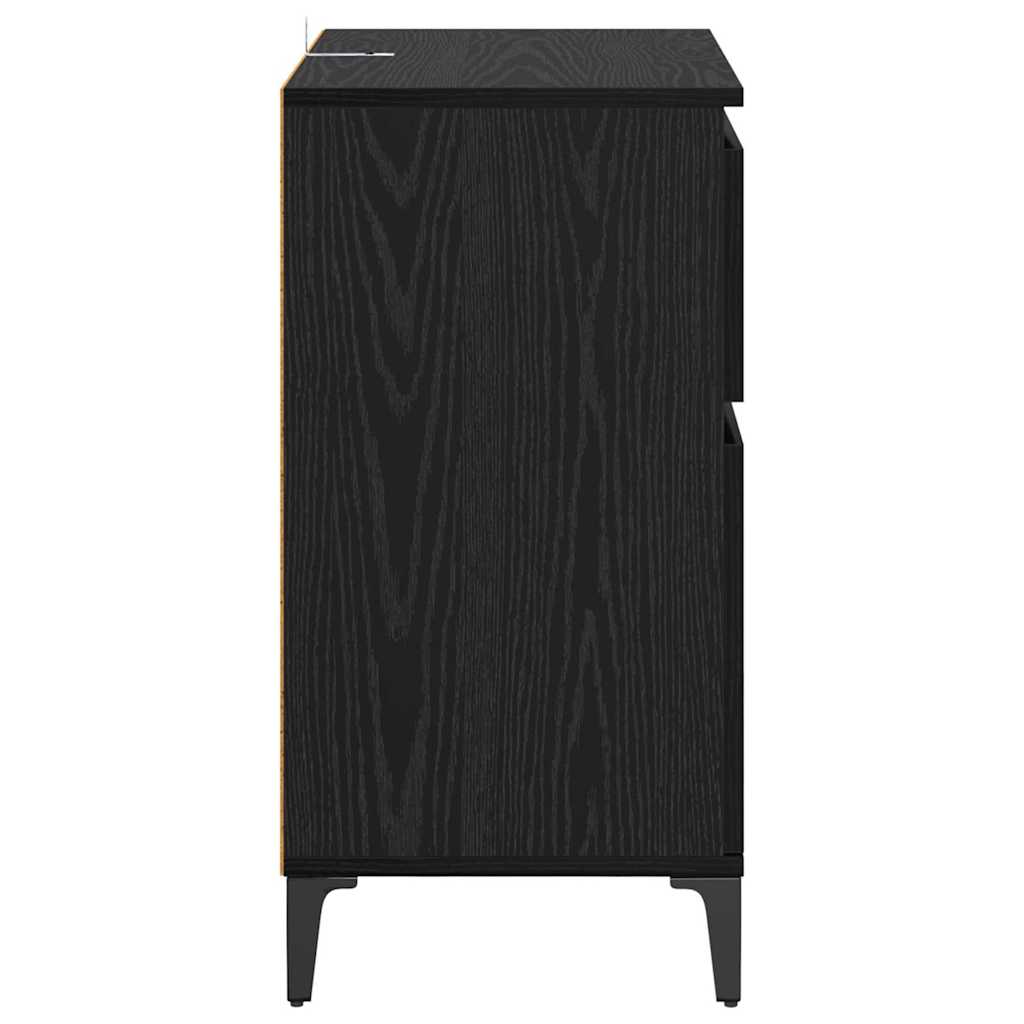Serviesskap Svart Eik 60 x 35 x 70 cm Ingeniørtre og jern