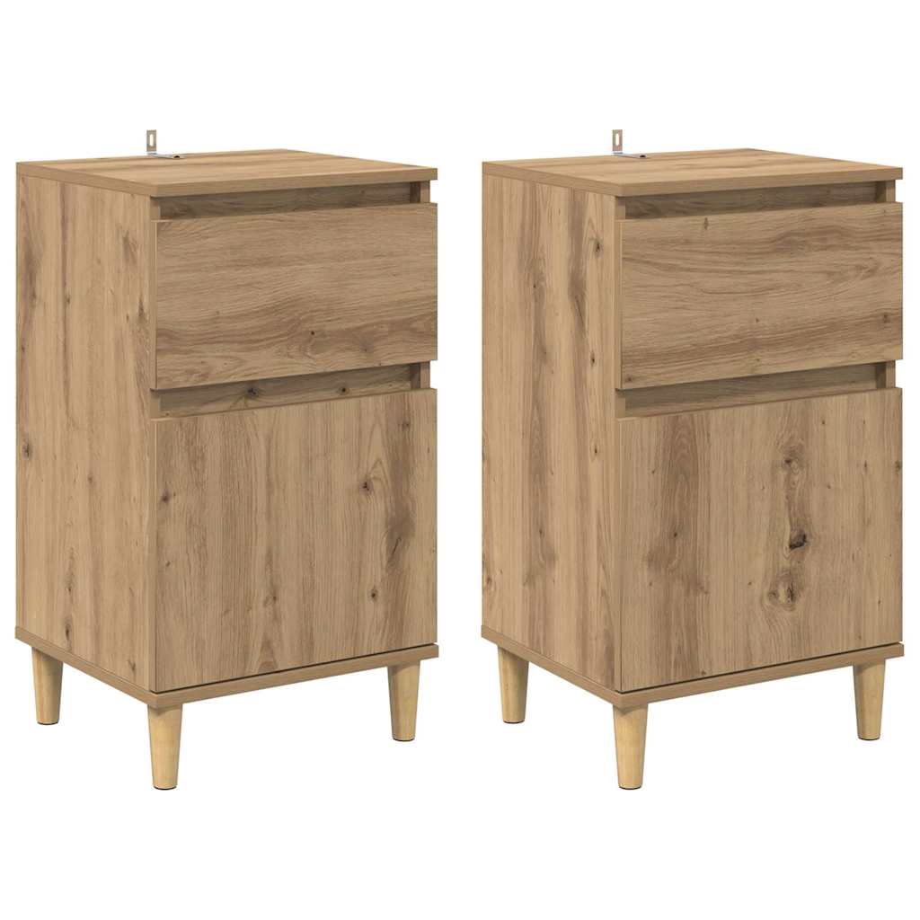 Nattbordskap 2 pcs Artisan Eik 40 x 35 x 70 cm Konstruert tre