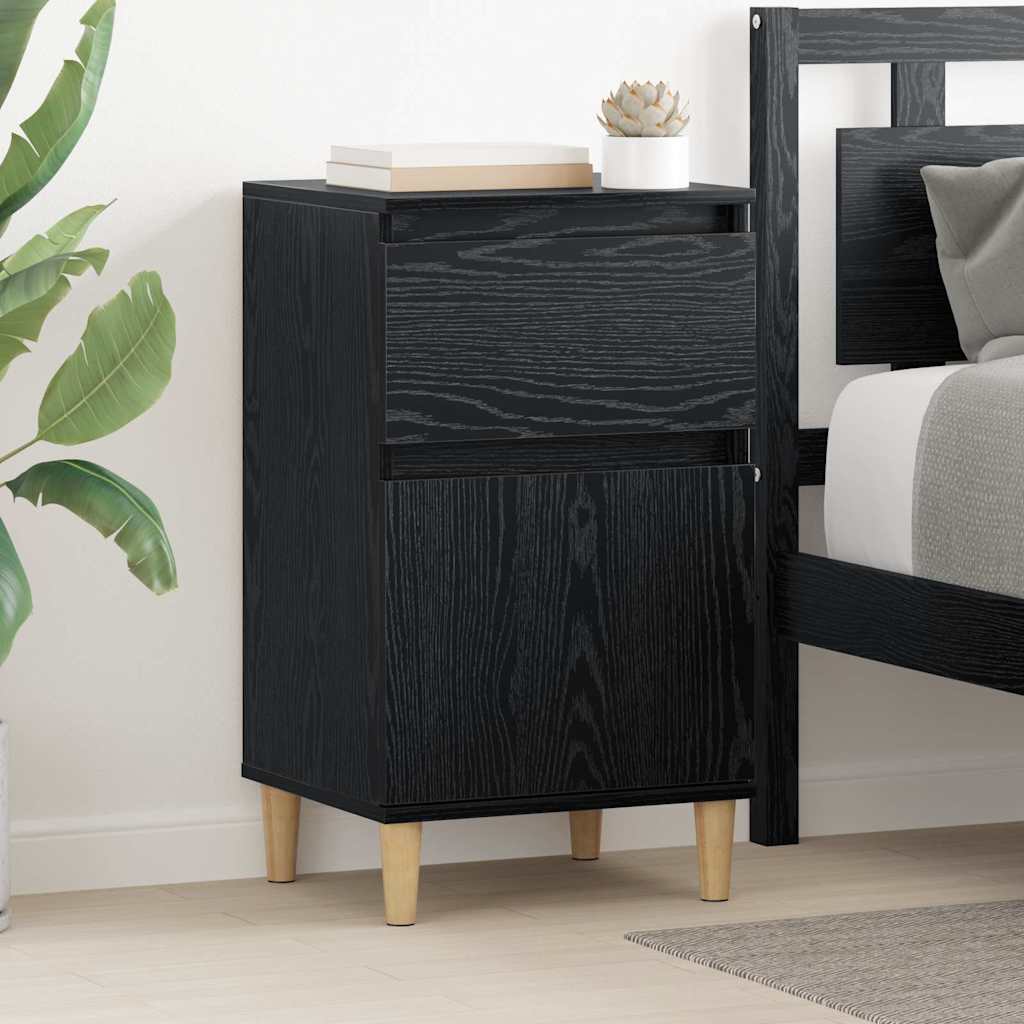 Nattbordskap 2 pcs Svart Eik 40 x 35 x 70 cm Konstruert tre