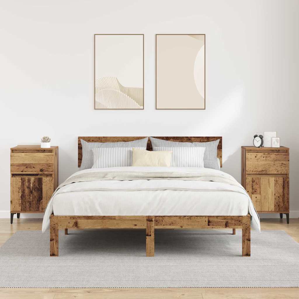 Nattbordskap 2 pcs Gammelt tre 40 x 35 x 70 cm Konstruert tre