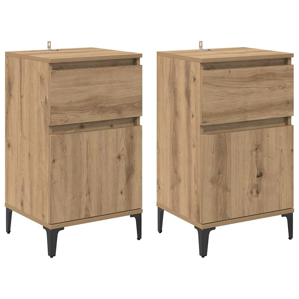 Nattbordskap 2 pcs Artisan Eik 40 x 35 x 70 cm Konstruert tre