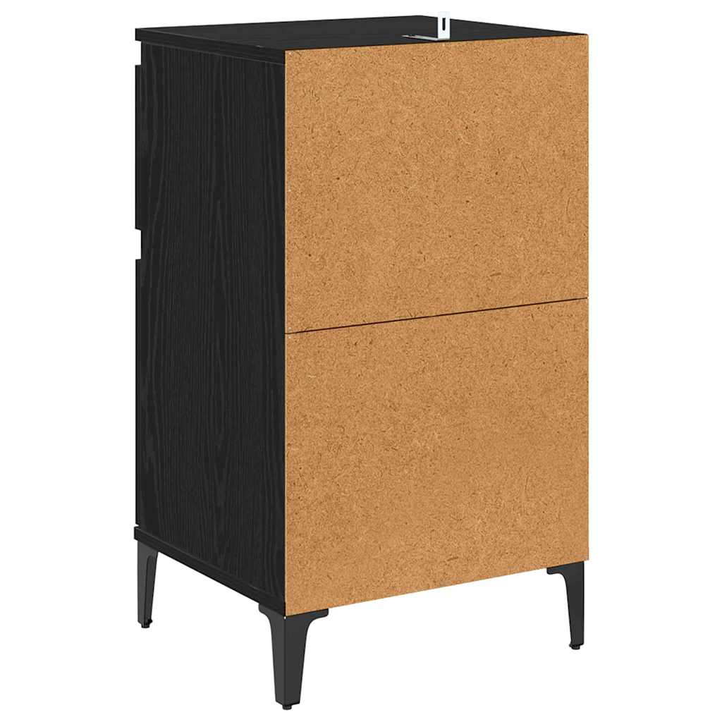 Nattbordskap med skuff Svart Eik 40 x 35 x 70 cm Konstruert tre