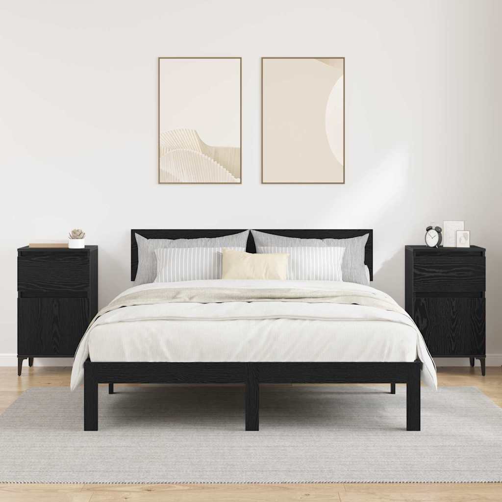 Nattbordskap 2 pcs Svart eik 40 x 35 x 70 cm Konstruert tre