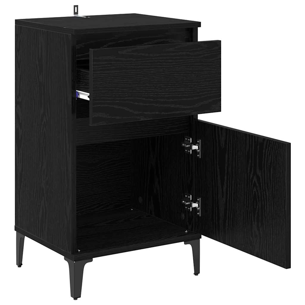 Nattbordskap 2 pcs Svart Eik 40 x 35 x 70 cm Konstruert tre