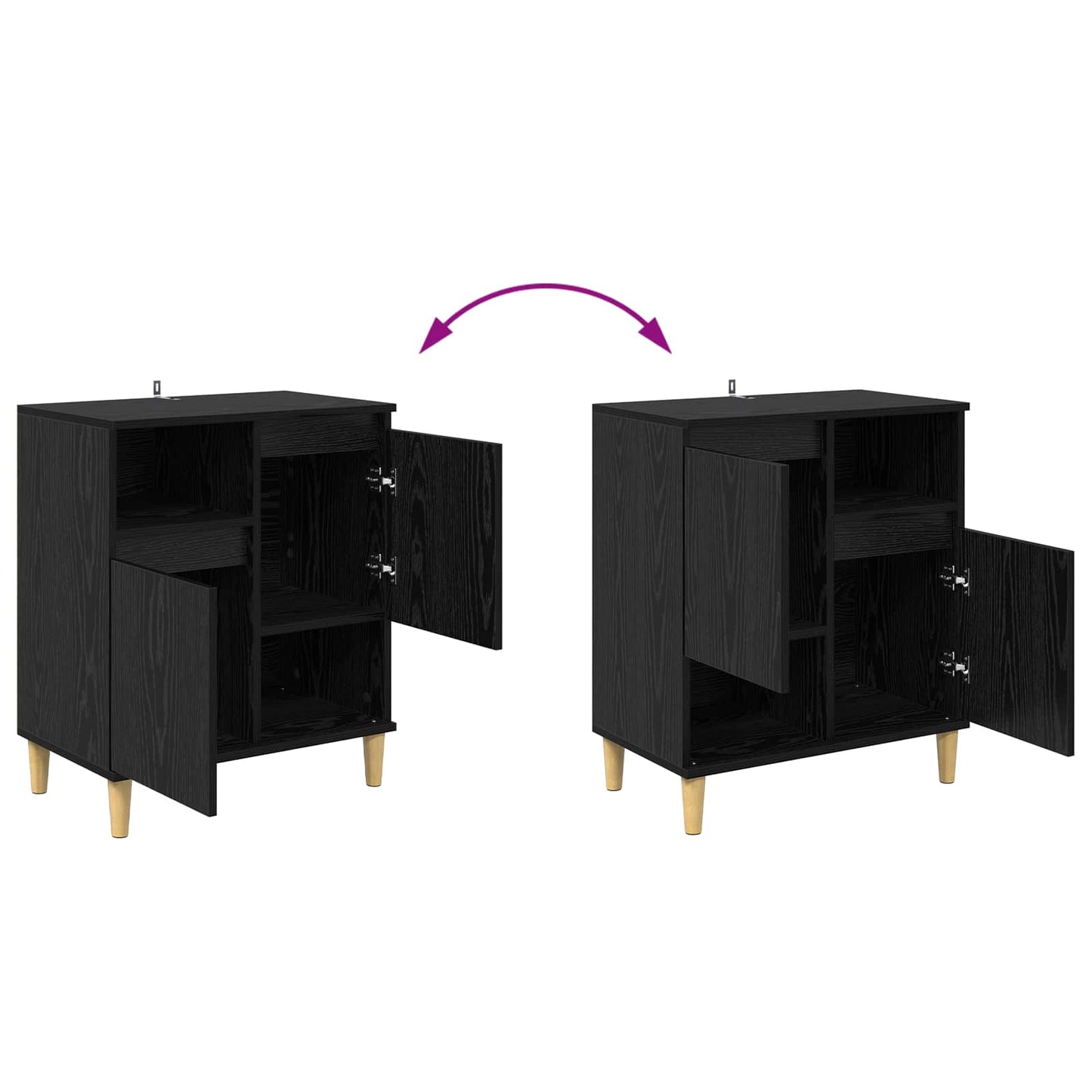 Serviesskap Svart eik 35 x 60 x 70 cm Konstruert tre