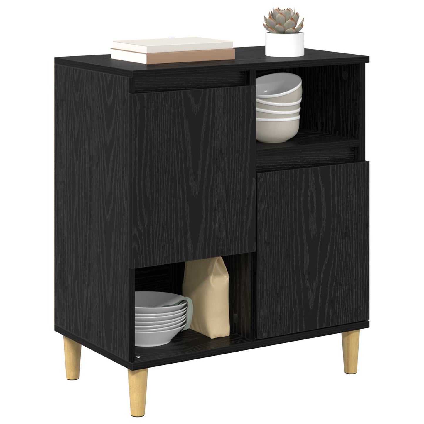 Serviesskap Svart eik 35 x 60 x 70 cm Konstruert tre