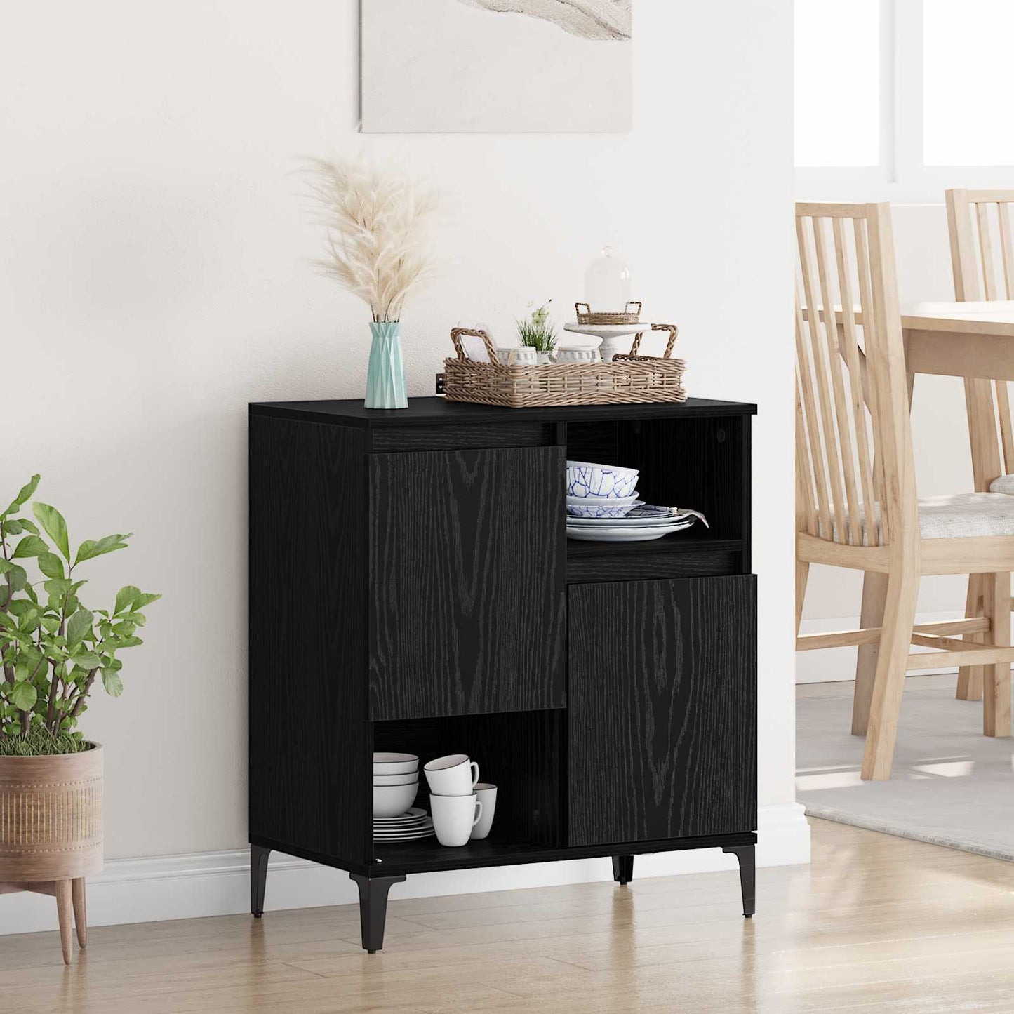 Serviesskap Svart Eik 60 x 35 x 70 cm Konstruert tre