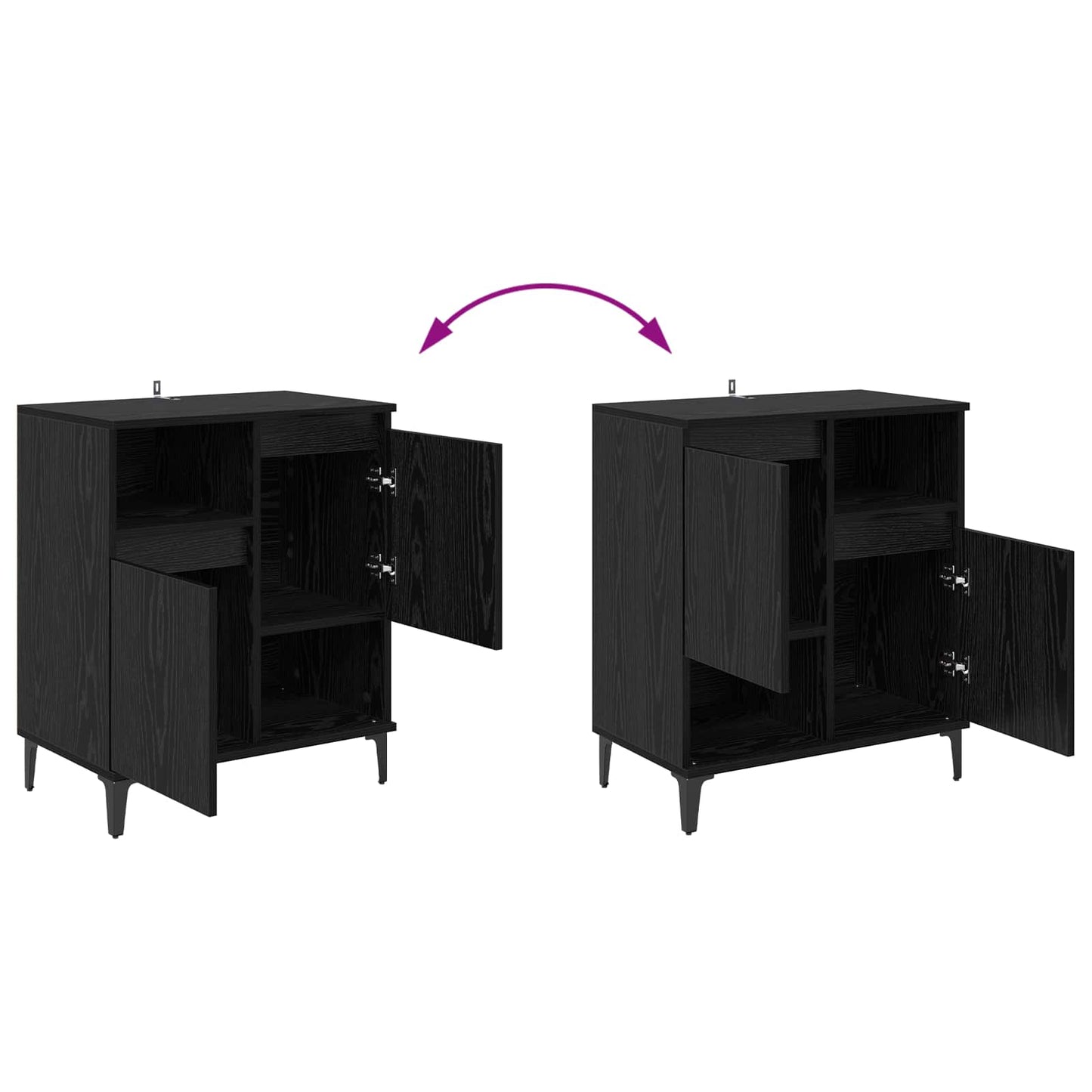 Serviesskap Svart Eik 60 x 35 x 70 cm Konstruert tre