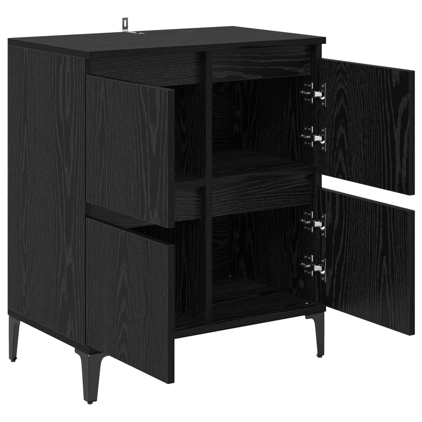Serviesskap Svart Eik 60 x 35 x 70 cm Ingeniørtre og jern