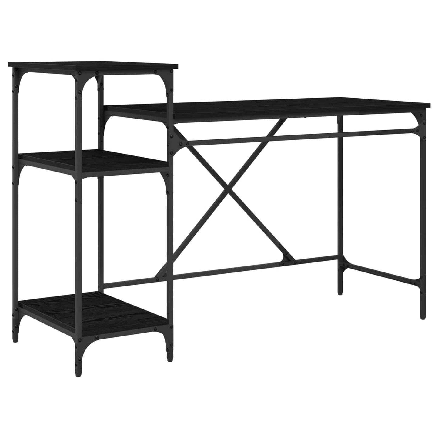 Skrivebord Svart Eik 135 x 50 x 90 cm Konstruert tre