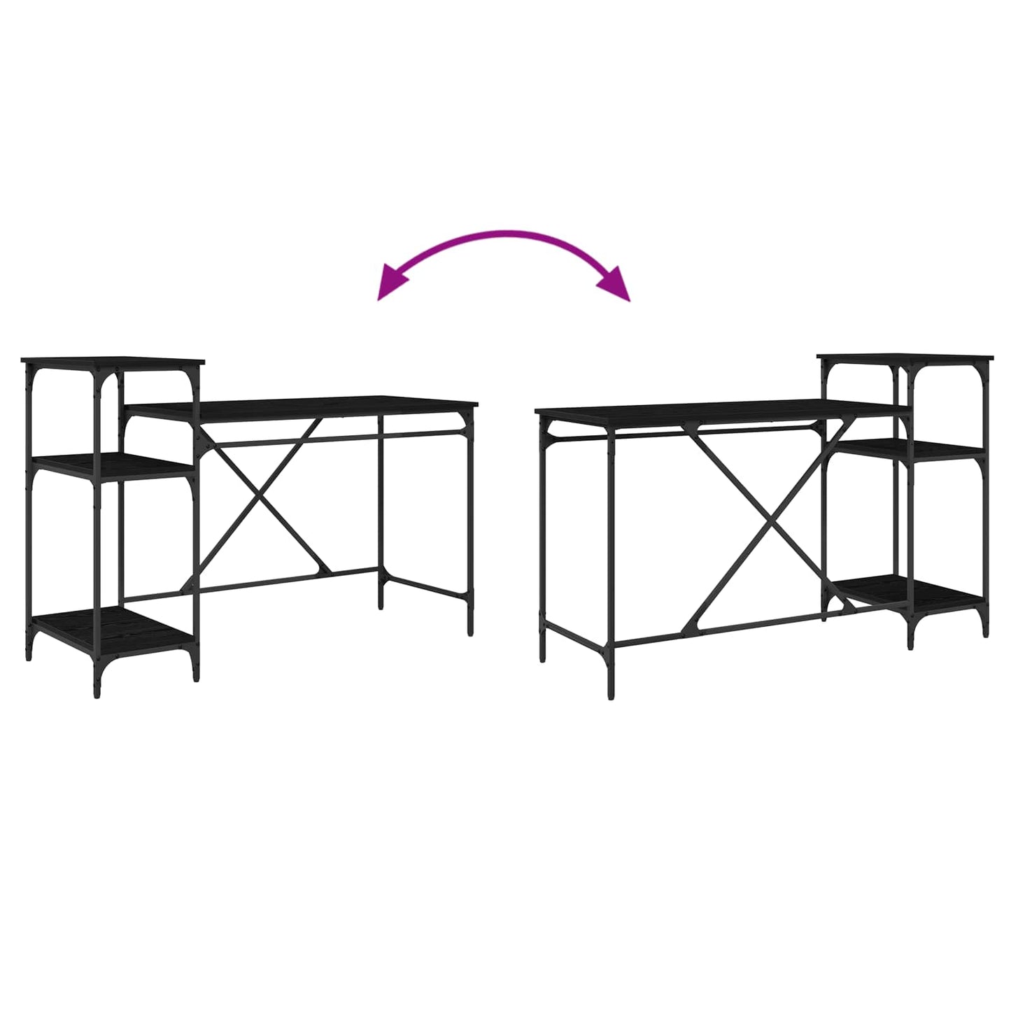 Skrivebord Svart Eik 135 x 50 x 90 cm Konstruert tre