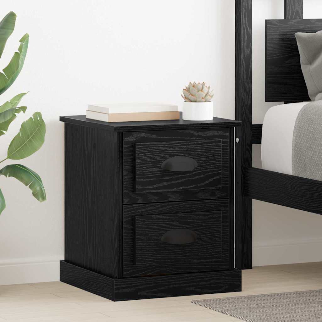 Nattbordskap 2 pcs Svart Eik 39 x 39 x 47.5 cm Konstruert tre