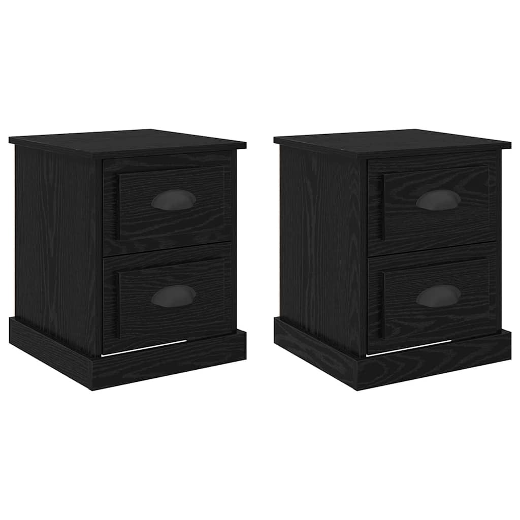 Nattbordskap 2 pcs Svart Eik 39 x 39 x 47.5 cm Konstruert tre
