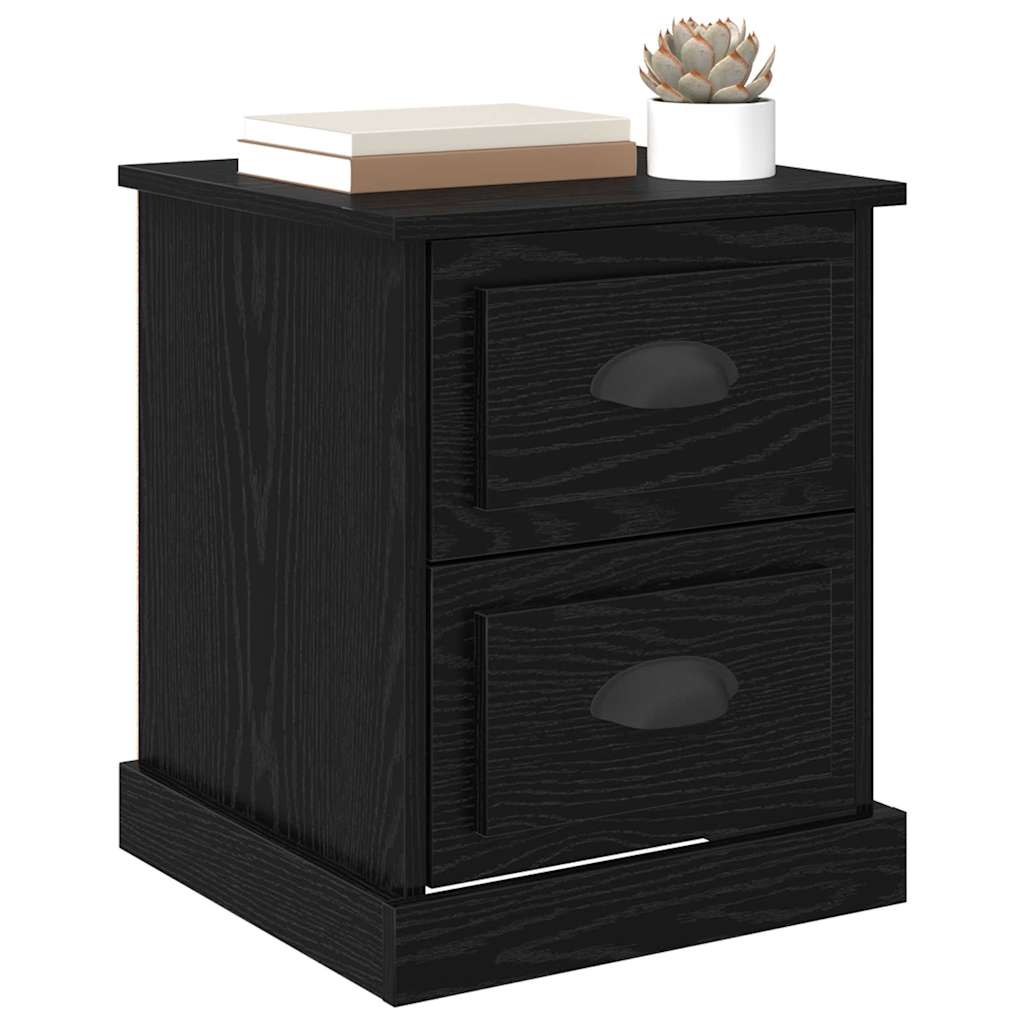 Nattbordskap 2 pcs Svart Eik 39 x 39 x 47.5 cm Konstruert tre