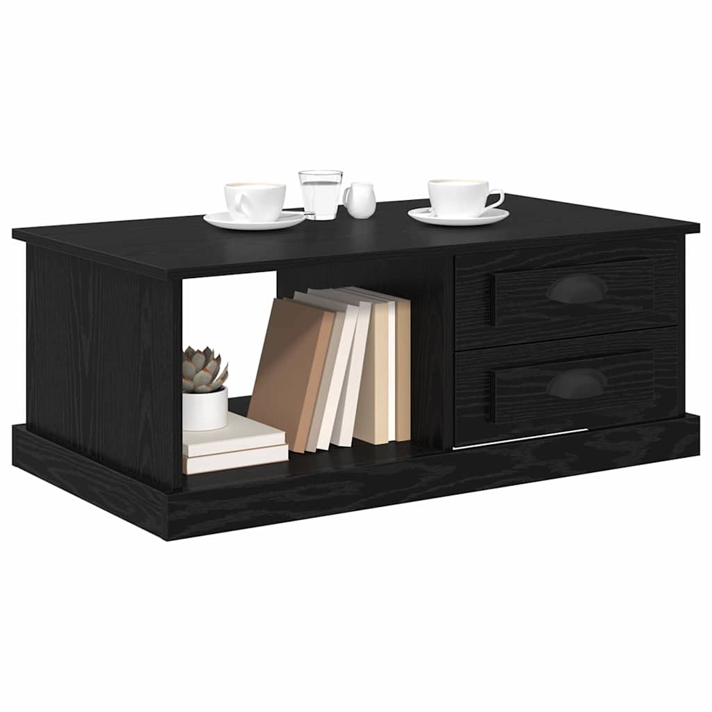 Kaffebord med skuff Svart Eik 90 x 50 x 35 cm Konstruert tre