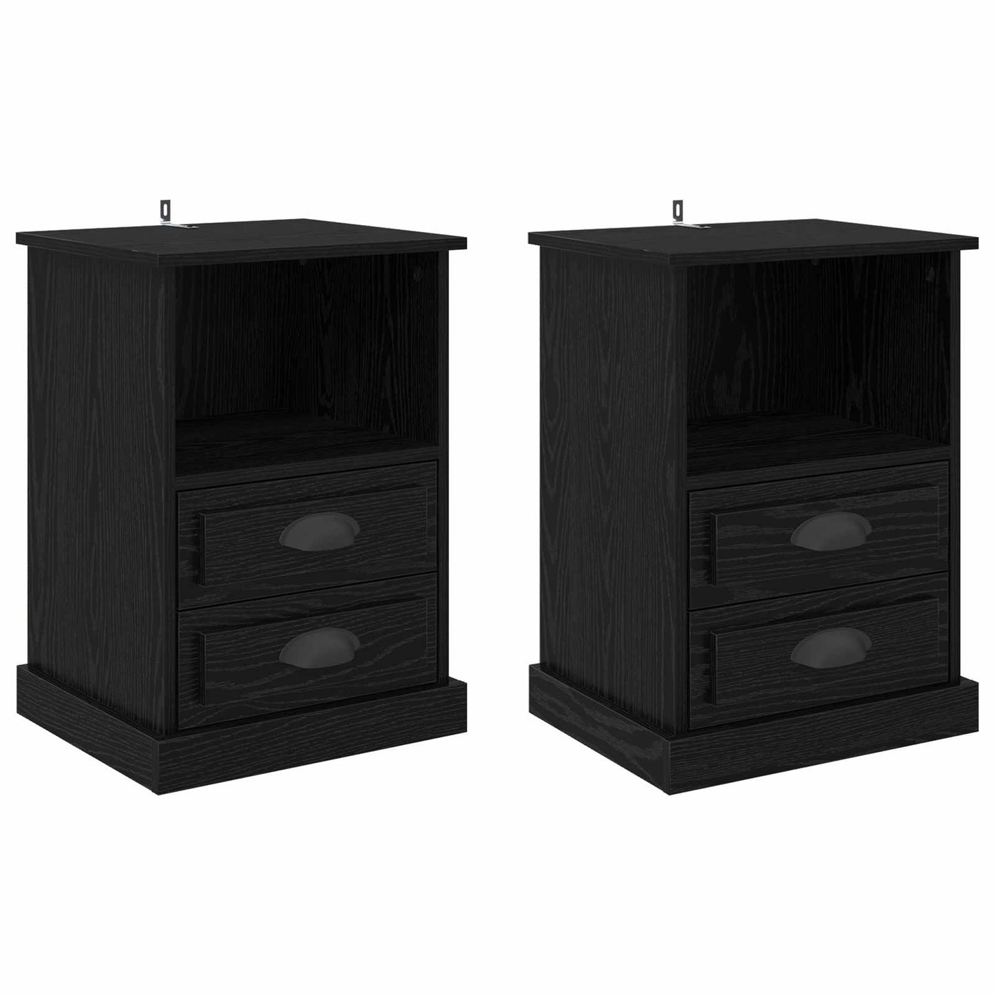 Nattbordskap 2 pcs Svart Eik 36 x 43 x 60 cm Konstruert tre
