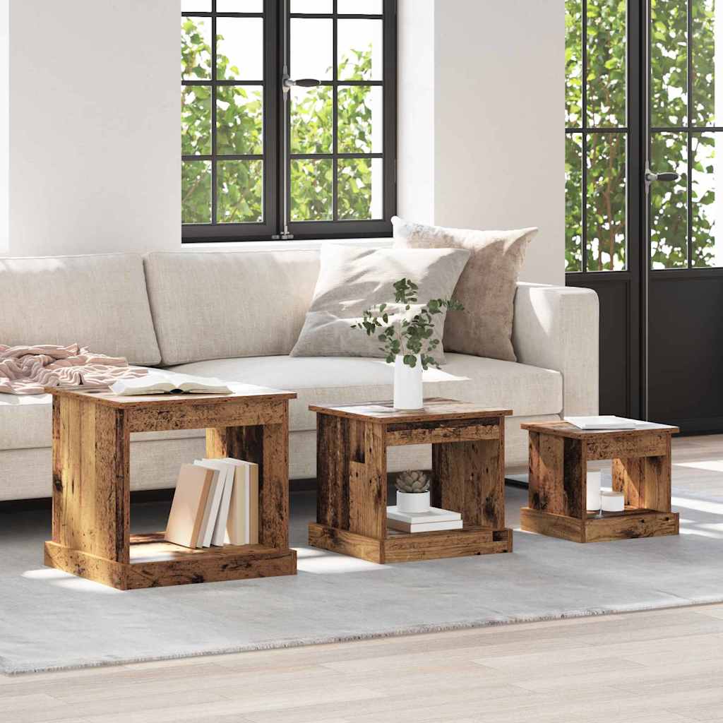 Kaffebord 3 pcs Gamle tre Konstruert tre