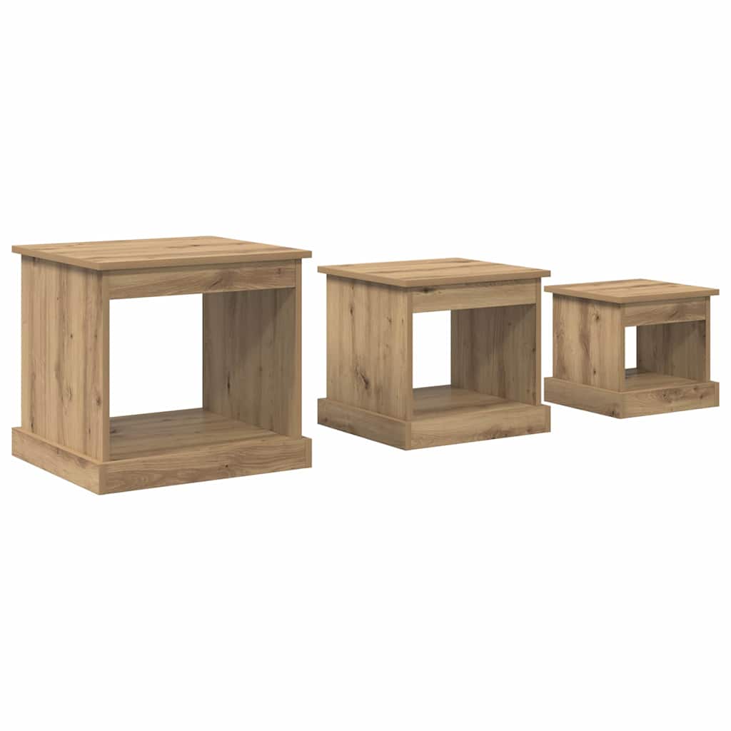 Kaffebord 3 pcs Artisan Eik Konstruert tre