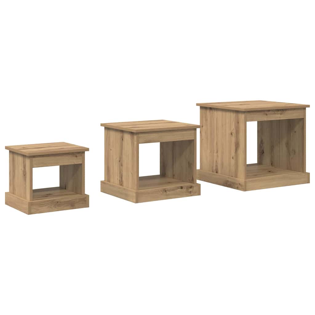 Kaffebord 3 pcs Artisan Eik Konstruert tre