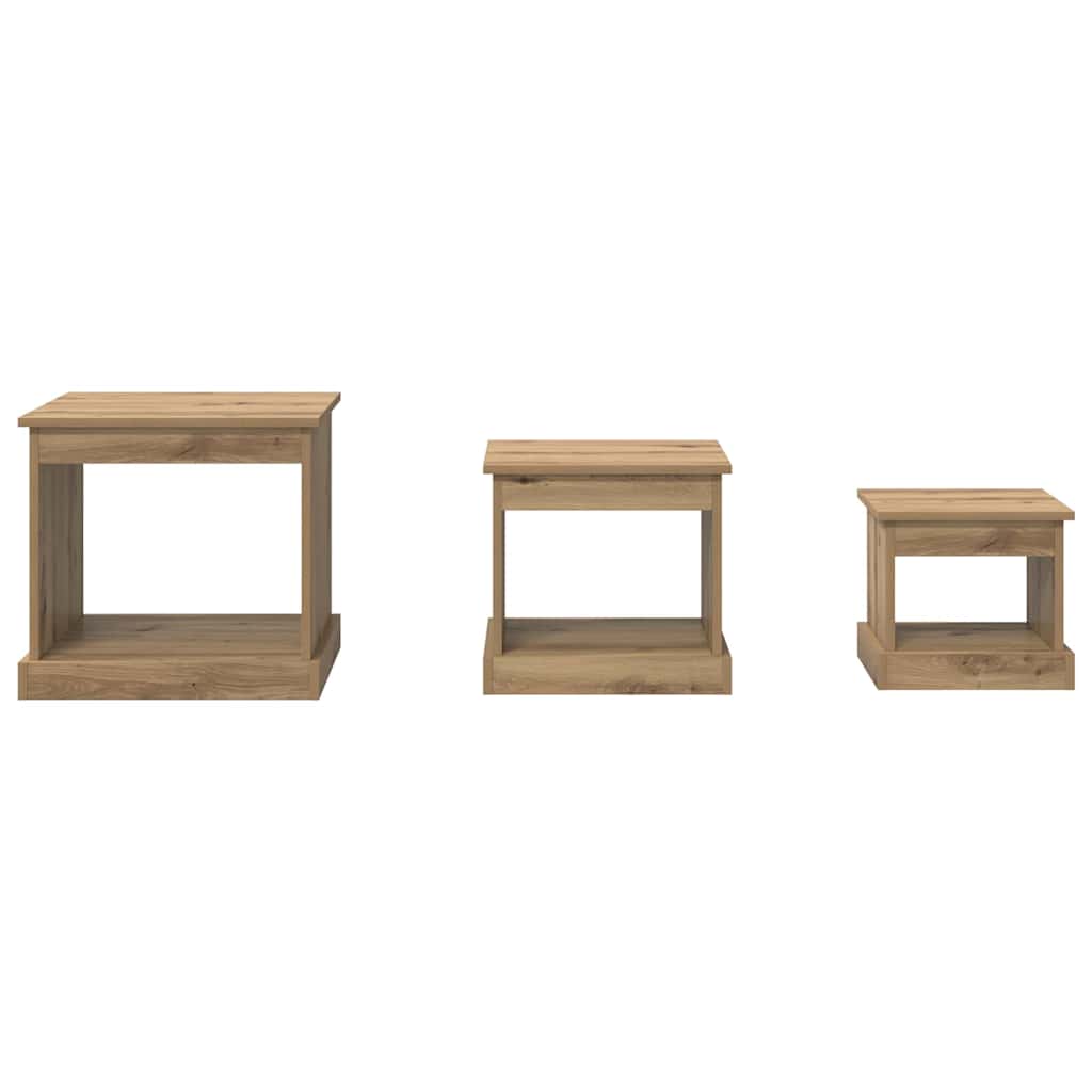 Kaffebord 3 pcs Artisan Eik Konstruert tre