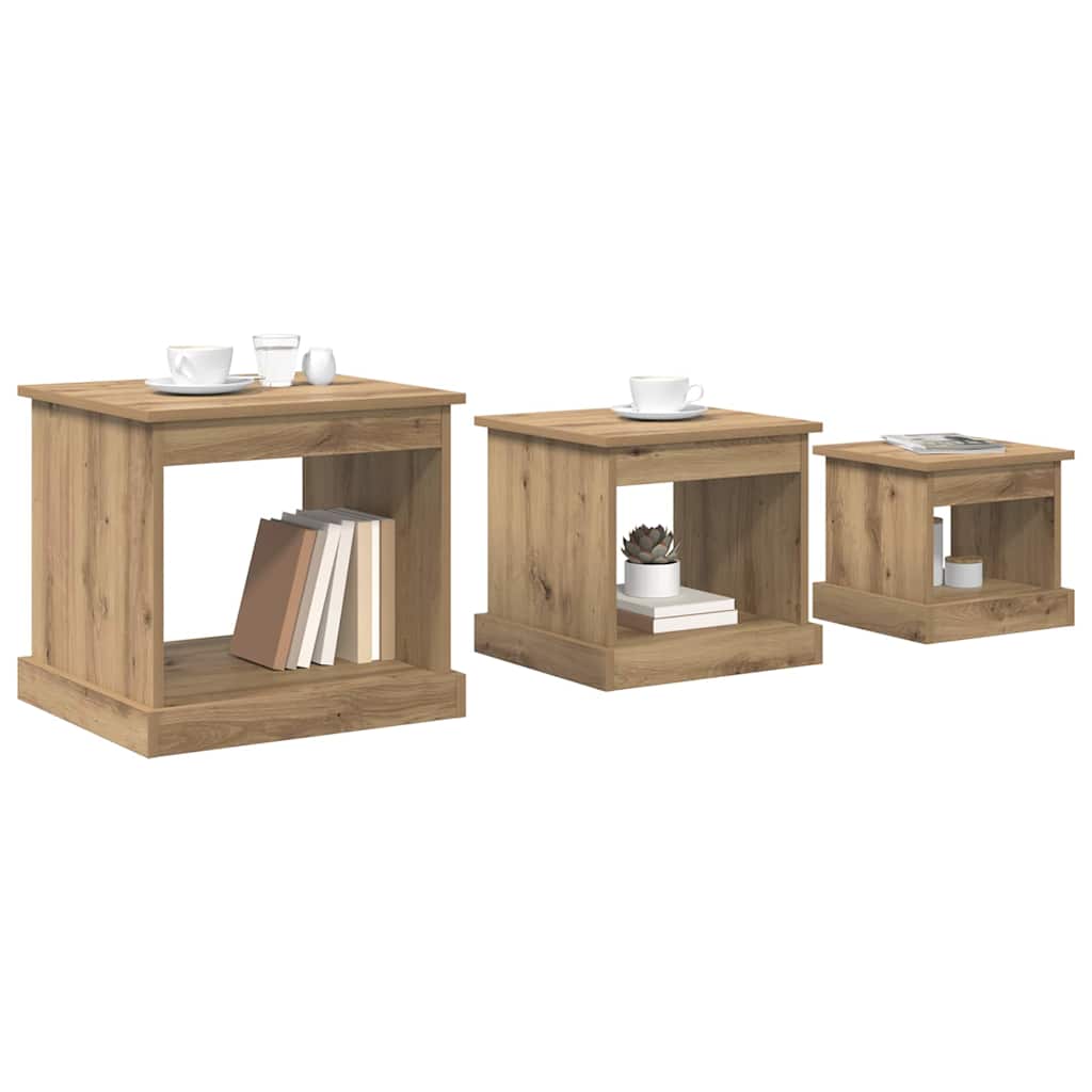 Kaffebord 3 pcs Artisan Eik Konstruert tre