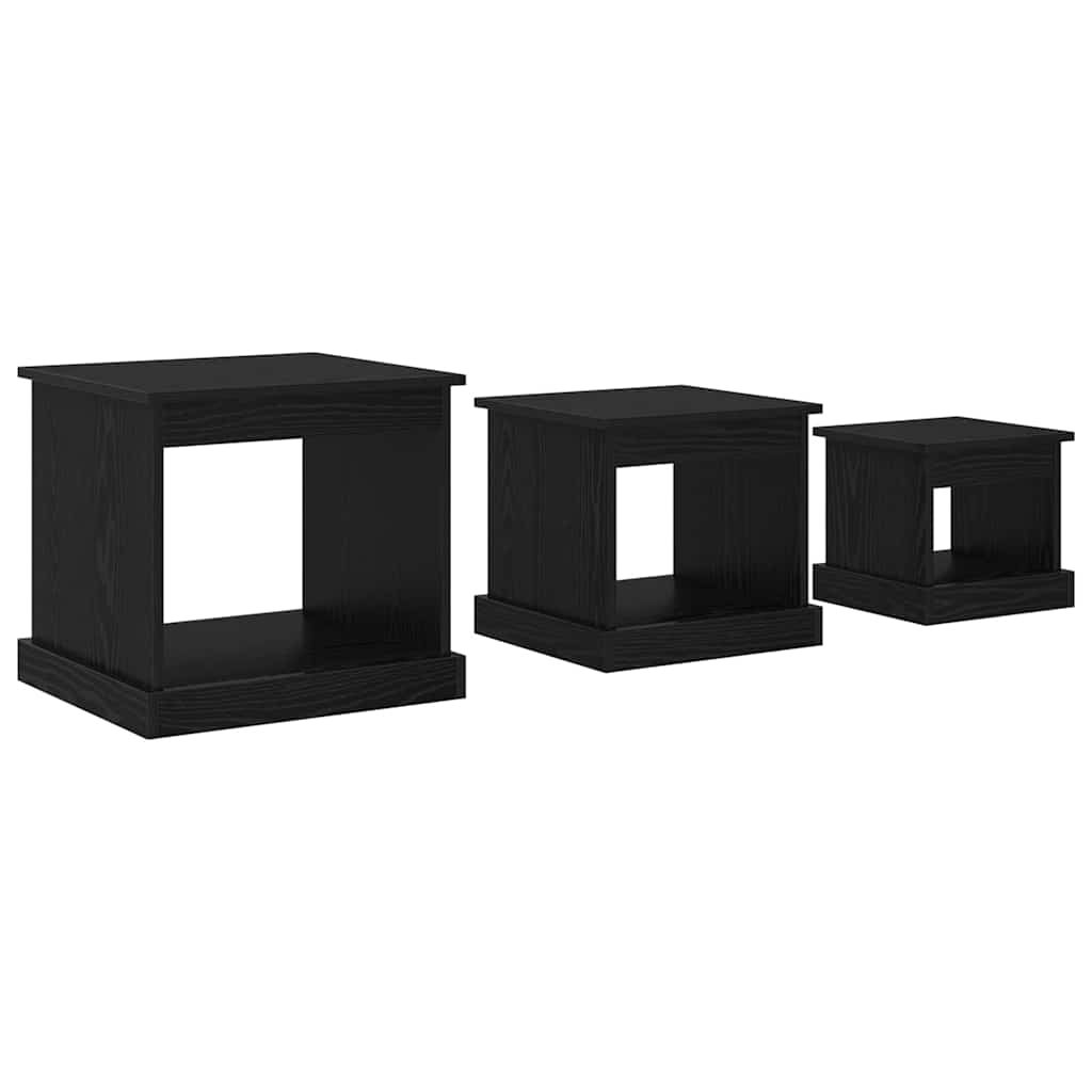 Kaffebord 3 pcs Svart Eik Konstruert tre