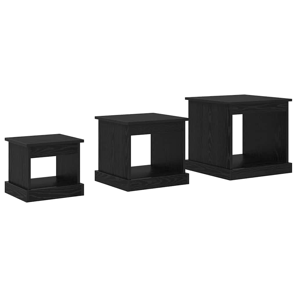 Kaffebord 3 pcs Svart Eik Konstruert tre